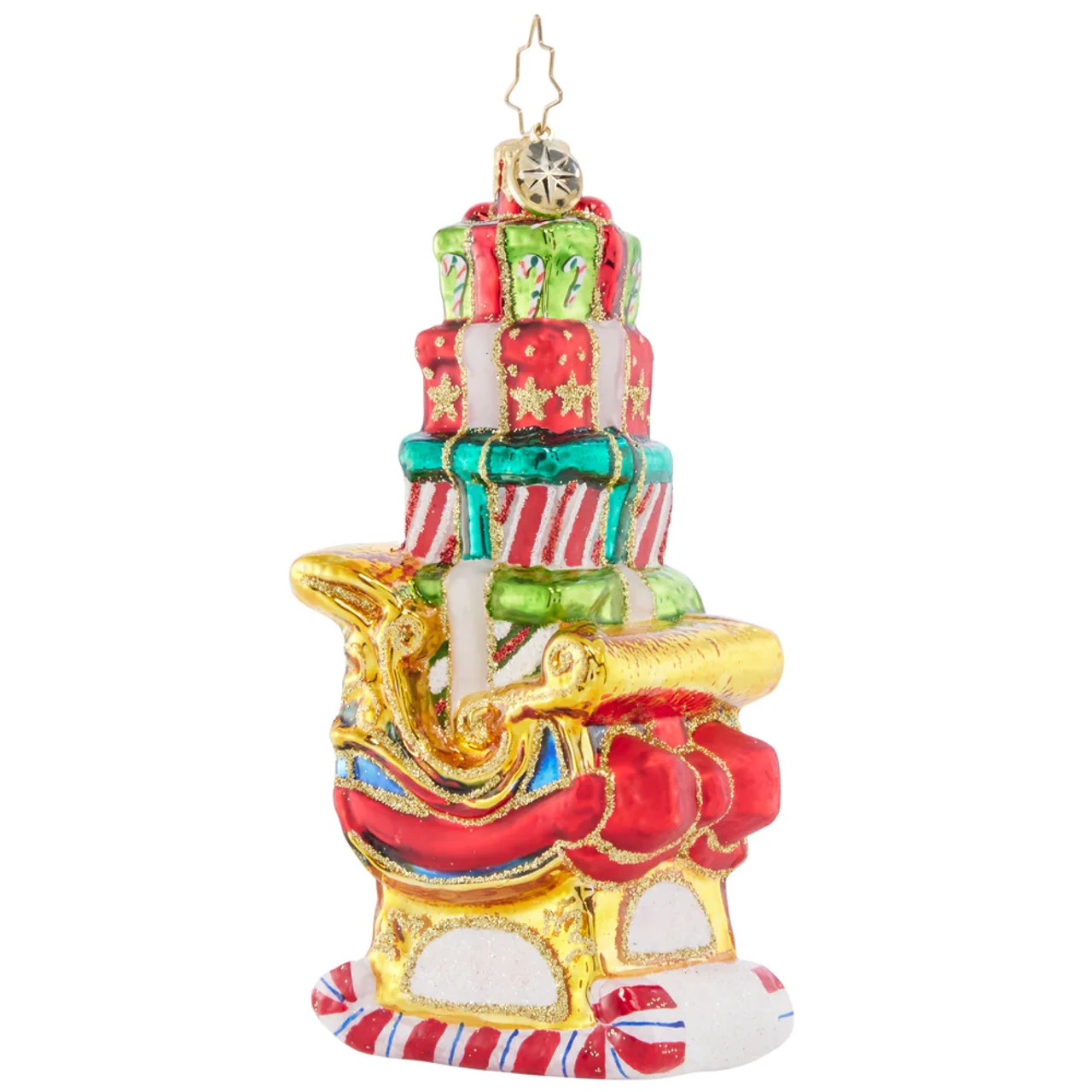Christopher Radko Piled-High Sleigh Glass Christmas Ornament 1021677 3 Christopher Radko Piled-High Sleigh Glass Christmas Ornament 1021677