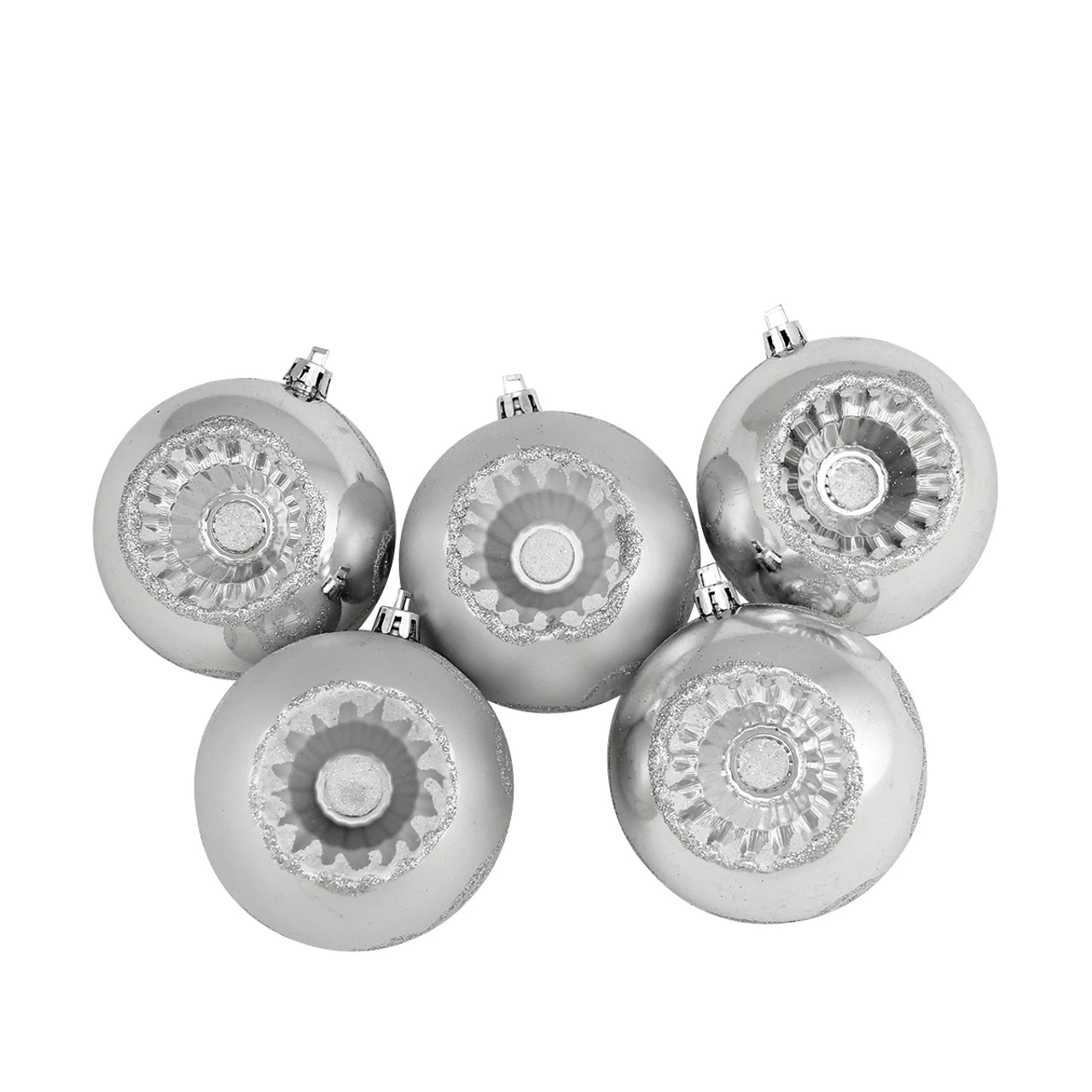 5ct Silver Retro Reflector Shatterproof 2-Finish Christmas Ball Ornaments 3.25" (80mm) 3 5ct Silver Retro Reflector Shatterproof 2-Finish Christmas Ball Ornaments 3.25" (80mm)