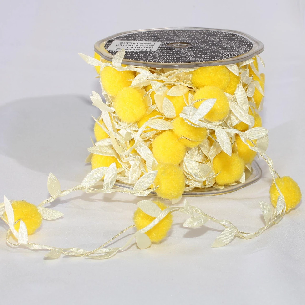 Yellow Leaves With Pom Pom Party Garland 0.75" X 22 Yards 4 Yellow Leaves With Pom Pom Party Garland 0.75" X 22 Yards - Image 2