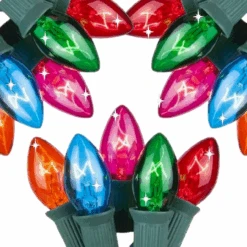 25-Count Multi-Color Transparent Twinkling C7 Christmas Lights - Green Wire