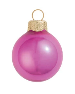 8ct Lipstick Pink Pearl Christmas Ball Ornaments 3.25" (80mm)