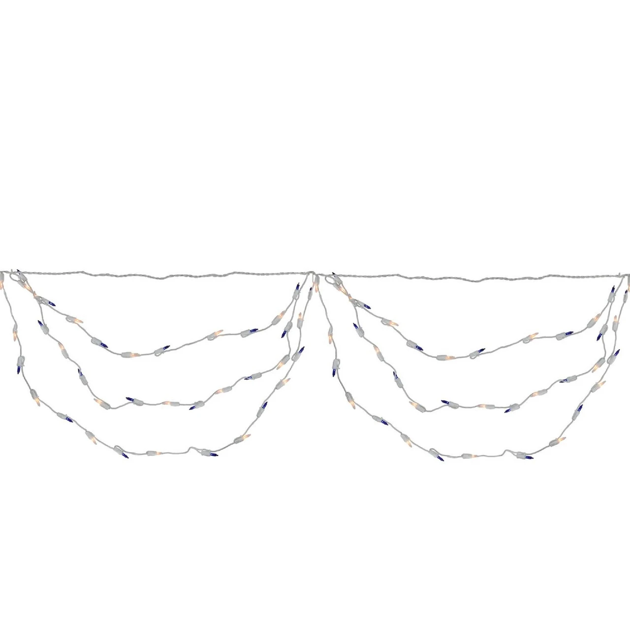 Set Of 150 Blue And Clear Mini Swag Christmas Lights - 7.5 Ft White Wire 3 Set Of 150 Blue And Clear Mini Swag Christmas Lights - 7.5 Ft White Wire