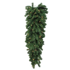 54" Pre-Lit Deluxe Windsor Pine Artificial Christmas Teardrop Swag - Clear Lights