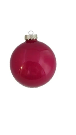 12ct Fuchsia Pink Clear Glass Christmas Ball Ornaments 2.75" (70mm)