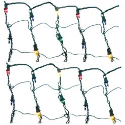 4' X 6' Multi-Color Mini Net Style 150 Christmas Lights - Green Wire