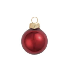 40ct Burgundy Red Pearl Glass Christmas Ball Ornaments 1.25" (30mm)