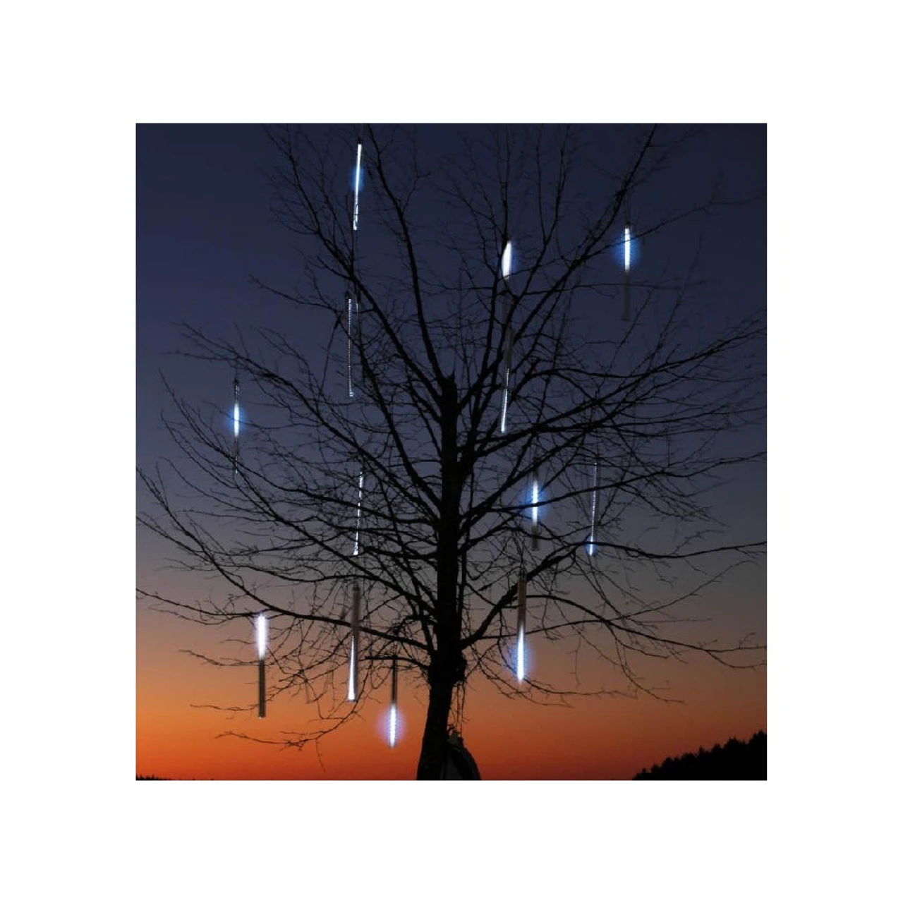 6 White LED Dripping Icicle Snowfall Christmas Light Tubes - 21 Ft Clear Wire 4 6 White LED Dripping Icicle Snowfall Christmas Light Tubes - 21 Ft Clear Wire - Image 2