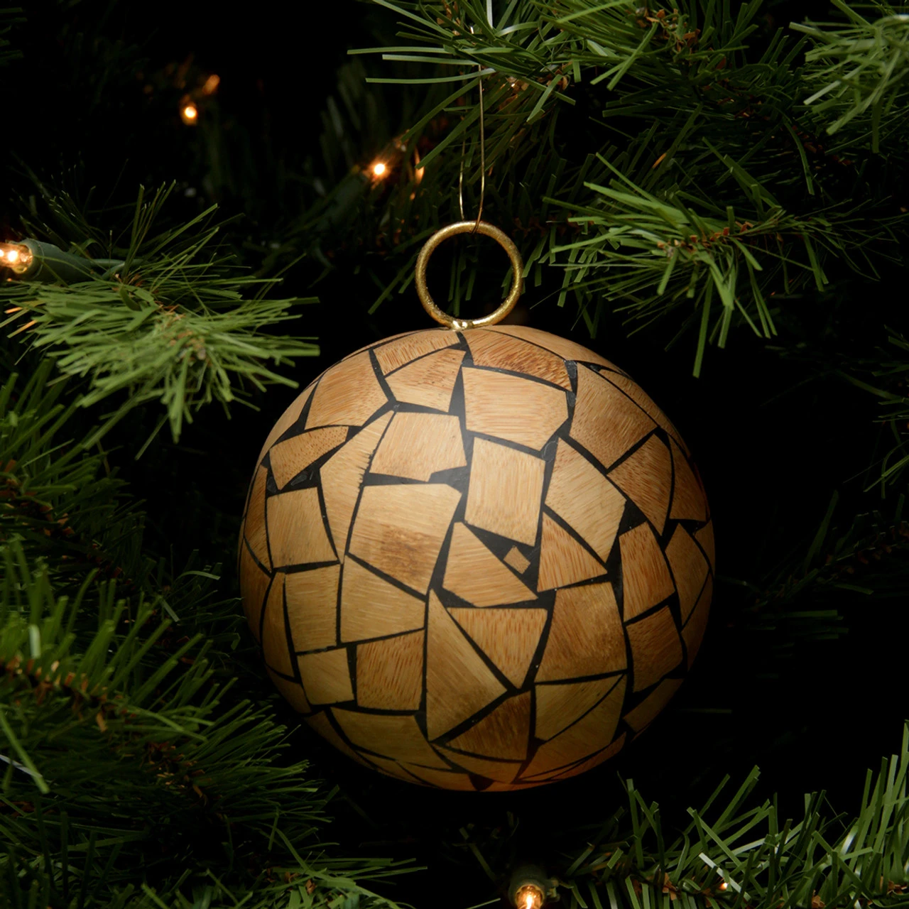 Brown Mosaic Shatterproof Christmas Ball Ornament 4" (100mm) 4 Brown Mosaic Shatterproof Christmas Ball Ornament 4" (100mm) - Image 2