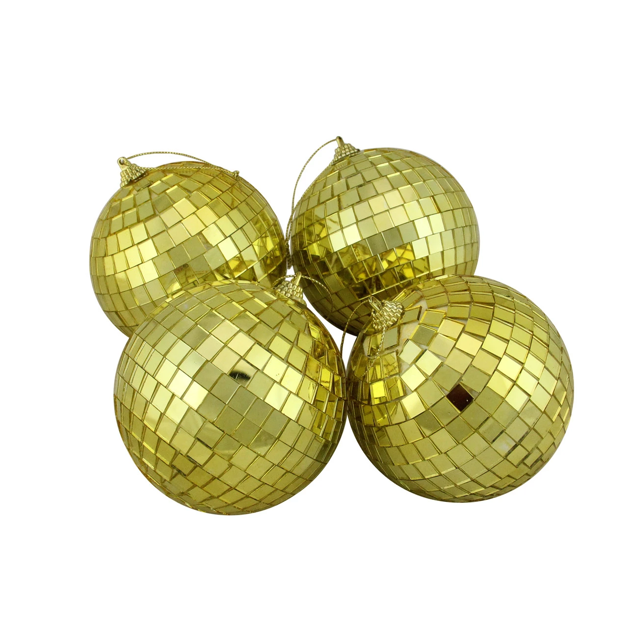 4ct Gold Mirrored Shiny Glass Christmas Ball Ornaments 4" (100mm) 3 4ct Gold Mirrored Shiny Glass Christmas Ball Ornaments 4" (100mm)