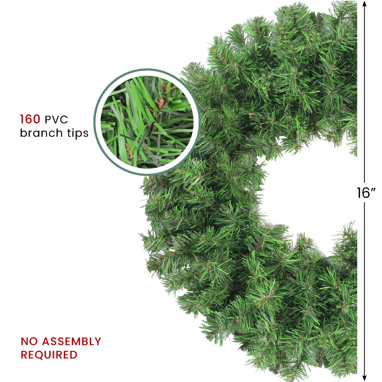 Colorado Spruce Artificial Christmas Wreath, 16-Inch, Unlit 4 Colorado Spruce Artificial Christmas Wreath, 16-Inch, Unlit - Image 2