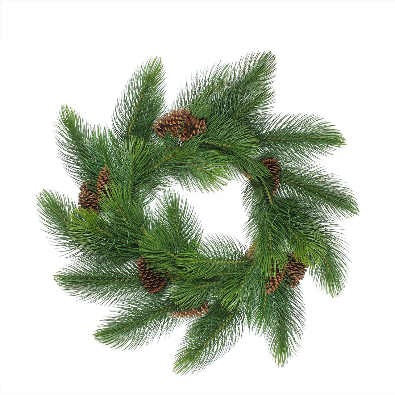 Long Needle Pine Artificial Christmas Wreath With Pine Cones - 44-Inch, Unlit 3 Long Needle Pine Artificial Christmas Wreath With Pine Cones - 44-Inch, Unlit