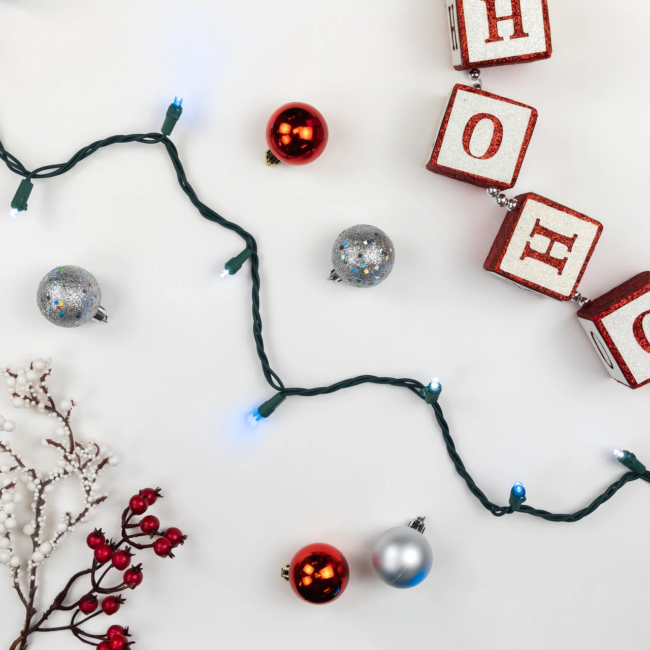 50ct Blue And White LED Wide Angle Mini Christmas Lights, 16.25ft Green Wire 3 50ct Blue And White LED Wide Angle Mini Christmas Lights, 16.25ft Green Wire