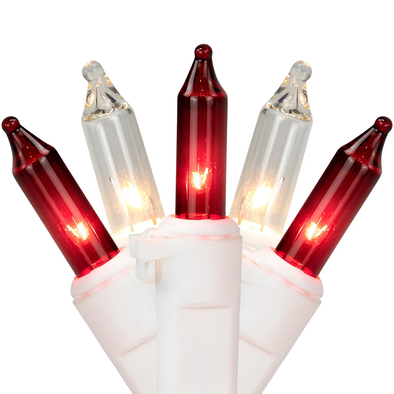 100-Count Red And Clear Mini Christmas Light Set, 20.25ft White Wire 4 100-Count Red And Clear Mini Christmas Light Set, 20.25ft White Wire - Image 2