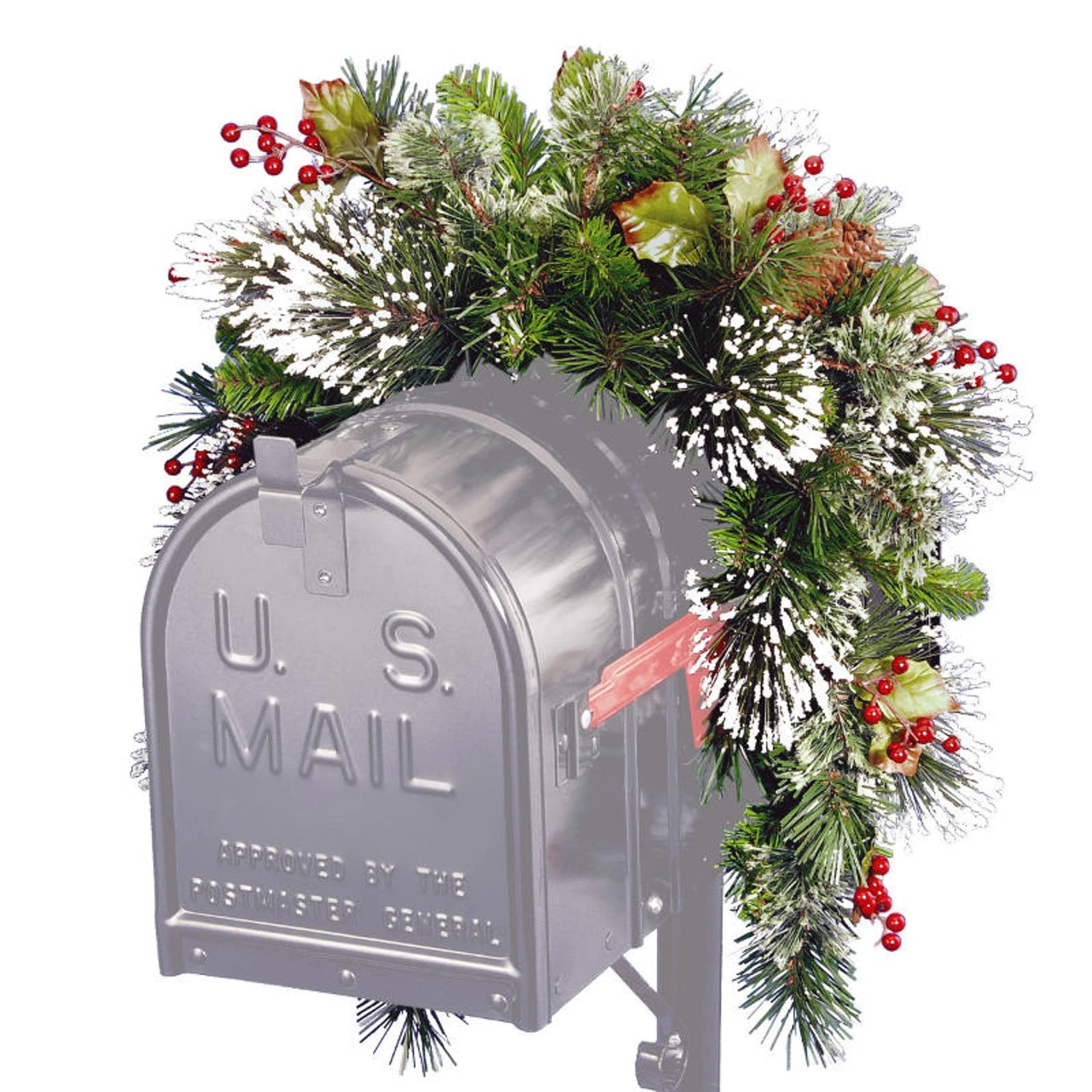 3' Pine Cones, Berries And Snow Artificial Christmas Mailbox Swag - Unlit 3 3' Pine Cones, Berries And Snow Artificial Christmas Mailbox Swag - Unlit