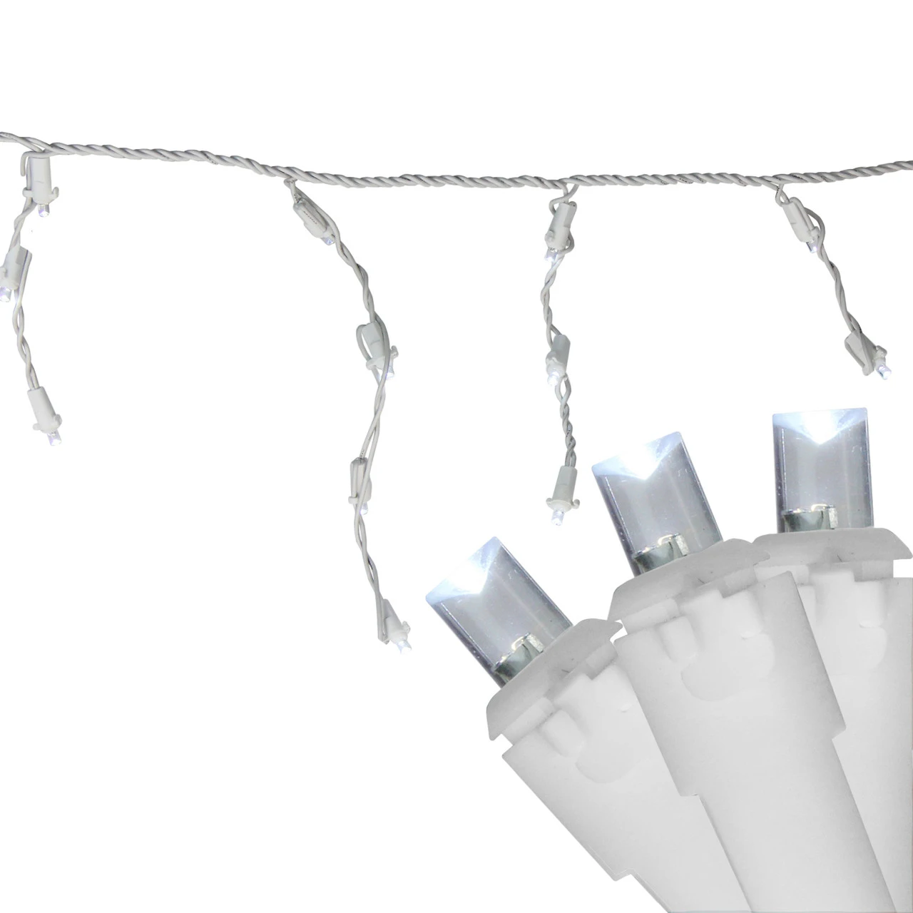 100ct Pure White LED Wide Angle Christmas Icicle Lights, 5.5ft White Wire 4 100ct Pure White LED Wide Angle Christmas Icicle Lights, 5.5ft White Wire - Image 2