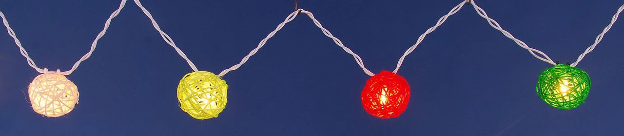 Set Of 10 Multi-Colored Clear Ball Party Lights - 3ft White Wire 4 Set Of 10 Multi-Colored Clear Ball Party Lights - 3ft White Wire - Image 2