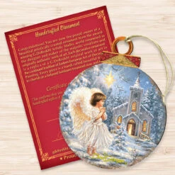 Set Of 2 Angel At The Chapel Round Wooden Christmas Ornaments 5.5" 8 Set Of 2 Angel At The Chapel Round Wooden Christmas Ornaments 5.5" -Christmas Decoration Store 8021121 1606 3 18345.1667548850
