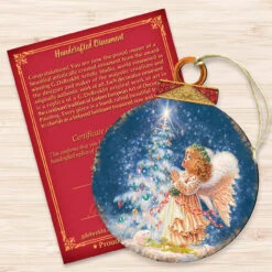 Set Of 2 Angel Wish Round Wooden Christmas Ornaments 5.5" 8 Set Of 2 Angel Wish Round Wooden Christmas Ornaments 5.5" -Christmas Decoration Store 8021152 0703 3 71007.1667548811