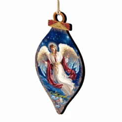 Set Of 2 LovelyAngel Wooden Christmas Ornaments 5.5"