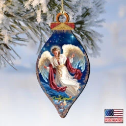 Set Of 2 LovelyAngel Wooden Christmas Ornaments 5.5" -Christmas Decoration Store 8041118 1208 4 90940.1667548790