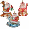 Set Of 3 Santa Animal Rides Wooden Christmas Ornaments 5.5" -Christmas Decoration Store 8100004s3 1 54089.1667549748