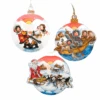 Set Of 3 Arctic Family Adventure Wooden Christmas Ornaments 5.5"