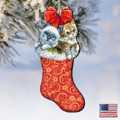 Set Of 2 Kitty Cats Christmas Stocking Wood Ornaments 5.5" 9 Set Of 2 Kitty Cats Christmas Stocking Wood Ornaments 5.5" -Christmas Decoration Store 8114021 4 04283.1667549766