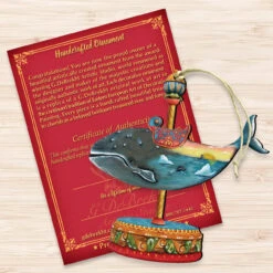 Set Of 2 Whale Carousel Wooden Christmas Ornaments 5.5" 8 Set Of 2 Whale Carousel Wooden Christmas Ornaments 5.5" -Christmas Decoration Store 8114037 3 13188.1667549773