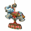 Set Of 2 Floral Elephant Carousel Wooden Christmas Ornaments 5.5"
