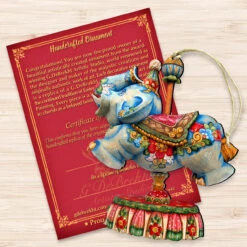 Set Of 2 Floral Elephant Carousel Wooden Christmas Ornaments 5.5" 8 Set Of 2 Floral Elephant Carousel Wooden Christmas Ornaments 5.5" -Christmas Decoration Store 8114043 3 48297.1667549783