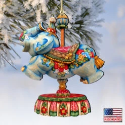 Set Of 2 Floral Elephant Carousel Wooden Christmas Ornaments 5.5" 9 Set Of 2 Floral Elephant Carousel Wooden Christmas Ornaments 5.5" -Christmas Decoration Store 8114043 4 59737.1667549784