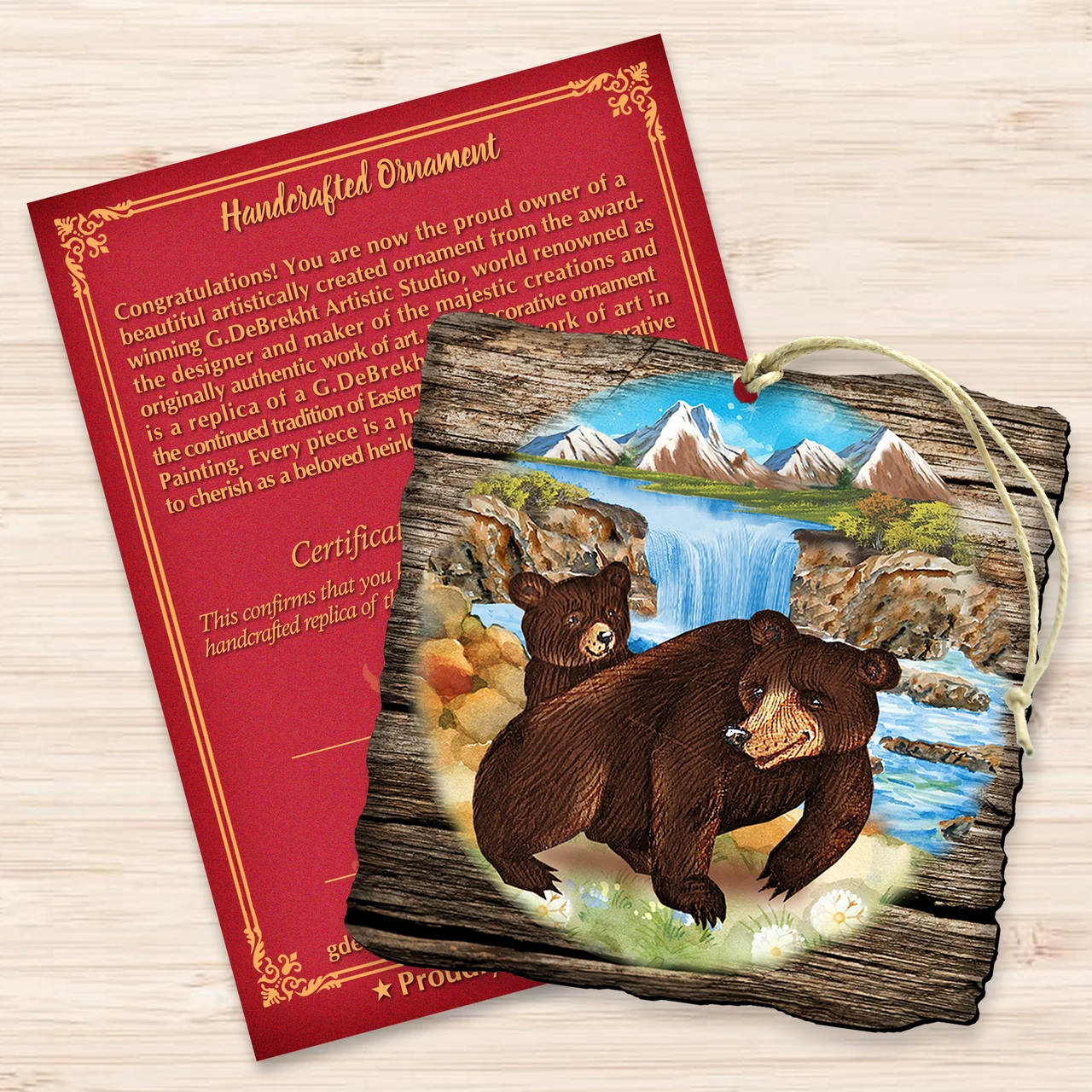 Set Of 2 Adorable Bears In A Cabin Wooden Christmas Ornaments 5.5" 5 Set Of 2 Adorable Bears In A Cabin Wooden Christmas Ornaments 5.5" - Image 3