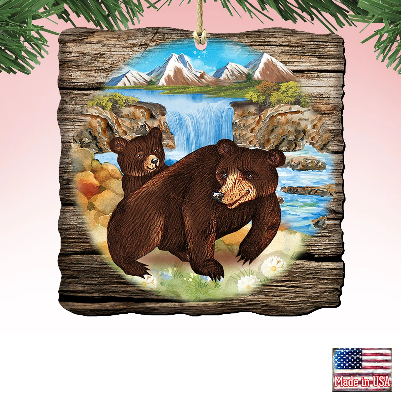 Set Of 2 Adorable Bears In A Cabin Wooden Christmas Ornaments 5.5" 6 Set Of 2 Adorable Bears In A Cabin Wooden Christmas Ornaments 5.5" - Image 4