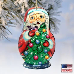 Set Of 2 Santa Matreshka Doll Christmas Tree Wooden Ornaments 9 Set Of 2 Santa Matreshka Doll Christmas Tree Wooden Ornaments -Christmas Decoration Store 8115060 4 65971.1667549822