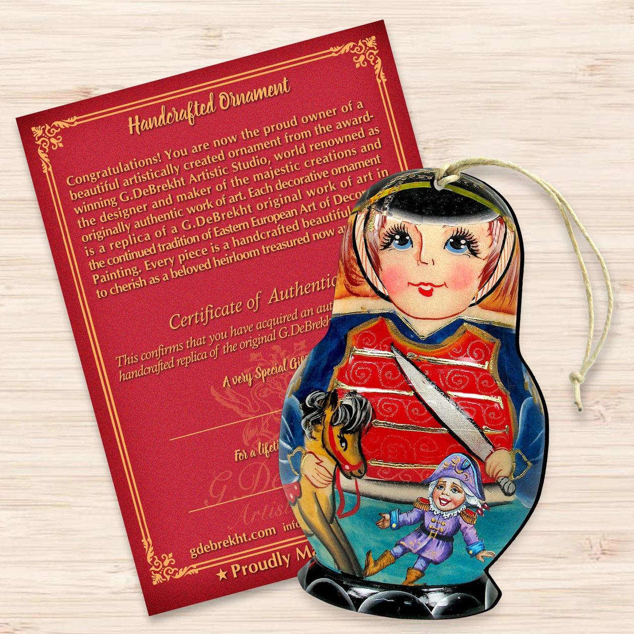 Set Of 2 Matreshka Doll Nutcracker Soldier Wooden Christmas Ornaments 5.5" 5 Set Of 2 Matreshka Doll Nutcracker Soldier Wooden Christmas Ornaments 5.5" - Image 3