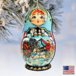Set Of 2 Matreshka Doll Riding A Troika Horse Wooden Christmas Ornaments 5.5" 9 Set Of 2 Matreshka Doll Riding A Troika Horse Wooden Christmas Ornaments 5.5" -Christmas Decoration Store 8115225 4 09130.1667549833