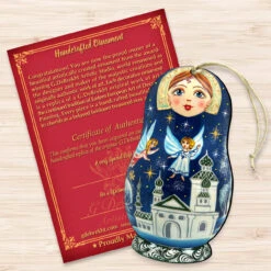 Set Of 2 Matreshka Doll With Flying Angels Wooden Christmas Ornaments 5.5" 8 Set Of 2 Matreshka Doll With Flying Angels Wooden Christmas Ornaments 5.5" -Christmas Decoration Store 8115941 3 92016.1667549838