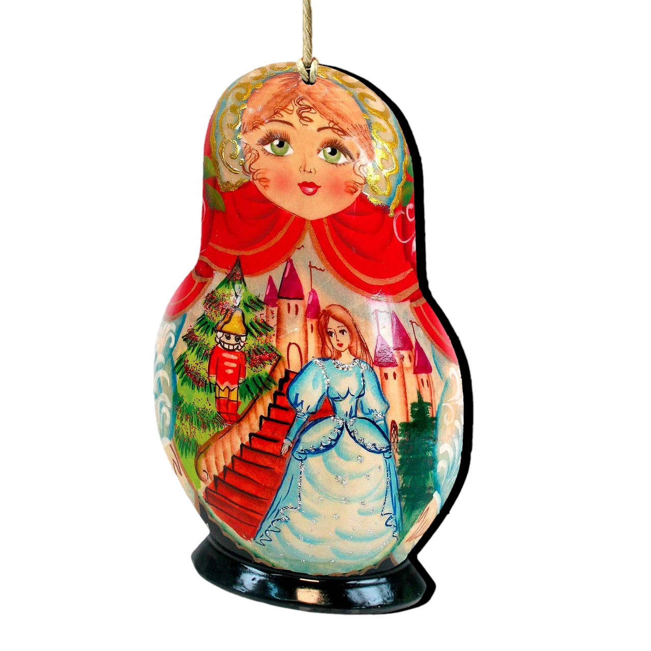 Set Of 2 Matreshka Doll And A Nutcracker Wooden Christmas Ornaments 5.5" 3 Set Of 2 Matreshka Doll And A Nutcracker Wooden Christmas Ornaments 5.5"