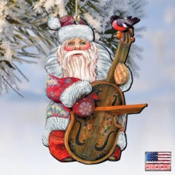 Set Of 2 Santa Claus Playing Violin Wooden Christmas Ornaments 5.5" 9 Set Of 2 Santa Claus Playing Violin Wooden Christmas Ornaments 5.5" -Christmas Decoration Store 8116210 4 50314.1667549847