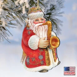Set Of 2 Santa Claus Trumpet Wooden Christmas Ornaments 5.5" 9 Set Of 2 Santa Claus Trumpet Wooden Christmas Ornaments 5.5" -Christmas Decoration Store 8116211 4 14461.1667549851