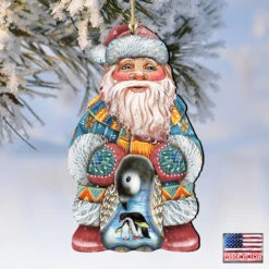 Set Of 2 Santa Claus Penguin Wooden Christmas Ornaments 5.5" 9 Set Of 2 Santa Claus Penguin Wooden Christmas Ornaments 5.5" -Christmas Decoration Store 8118051 4 38706.1667549883