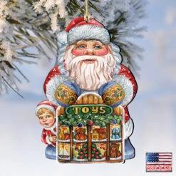 Set Of 2 Santa Claus Toy Shop Wooden Christmas Ornaments 5.5" 9 Set Of 2 Santa Claus Toy Shop Wooden Christmas Ornaments 5.5" -Christmas Decoration Store 8119172 4 89329.1667549894