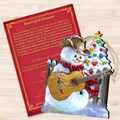 Set Of 2 Snowman Playing Guitar Wooden Christmas Ornaments 5.5" -Christmas Decoration Store 8121120 1531 3 03182.1667549912