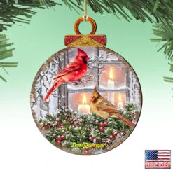 Set Of 2 Winter House With Cardinals Round Wooden Christmas Ornaments 5.5" 9 Set Of 2 Winter House With Cardinals Round Wooden Christmas Ornaments 5.5" -Christmas Decoration Store 8121126dg 4 35105.1667549914