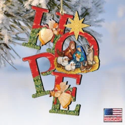 Set Of 2 Magnificent Nativity "Hope" Wooden Christmas Ornaments 5.5" 9 Set Of 2 Magnificent Nativity "Hope" Wooden Christmas Ornaments 5.5" -Christmas Decoration Store 8121461 4 04418.1667549920