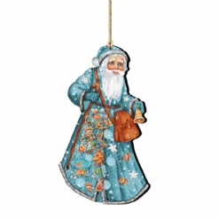 Set Of 2 Santa The Coastal Fishermen Wooden Christmas Ornamentsby G.DeBrekht