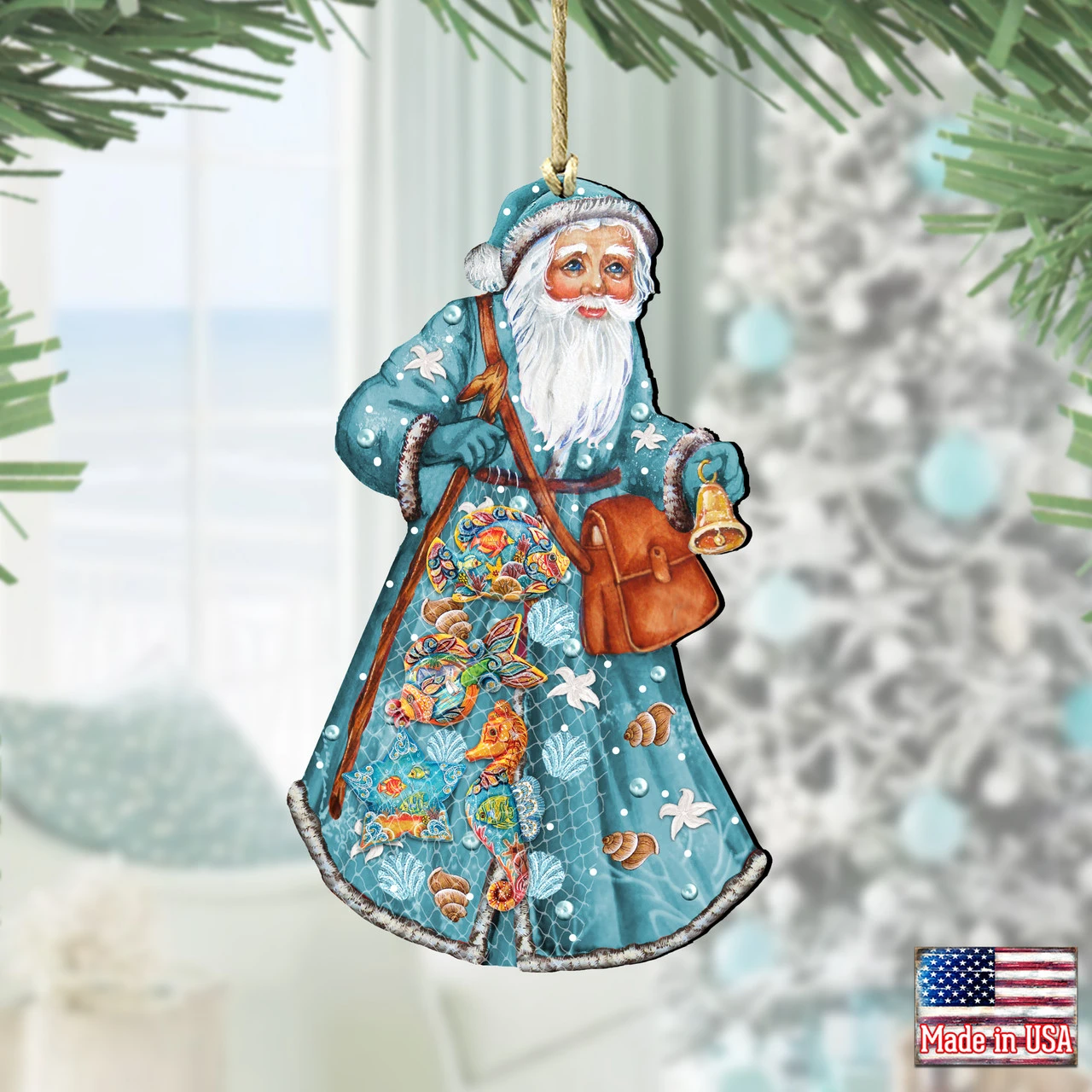 Set Of 2 Santa The Coastal Fishermen Wooden Christmas Ornamentsby G.DeBrekht 4 Set Of 2 Santa The Coastal Fishermen Wooden Christmas Ornamentsby G.DeBrekht - Image 2