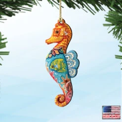Set Of 2 Coastal Seahorse Wooden Christmas Ornaments 5.5" 9 Set Of 2 Coastal Seahorse Wooden Christmas Ornaments 5.5" -Christmas Decoration Store 8126111 4 20890.1667549924