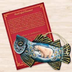 Set Of 2 Frosty Fish With Polar Bears Wooden Christmas Ornaments 5.5" 8 Set Of 2 Frosty Fish With Polar Bears Wooden Christmas Ornaments 5.5" -Christmas Decoration Store 8126141 3 55172.1667549665