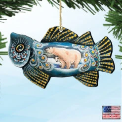 Set Of 2 Frosty Fish With Polar Bears Wooden Christmas Ornaments 5.5" 9 Set Of 2 Frosty Fish With Polar Bears Wooden Christmas Ornaments 5.5" -Christmas Decoration Store 8126141 4 69308.1667549666